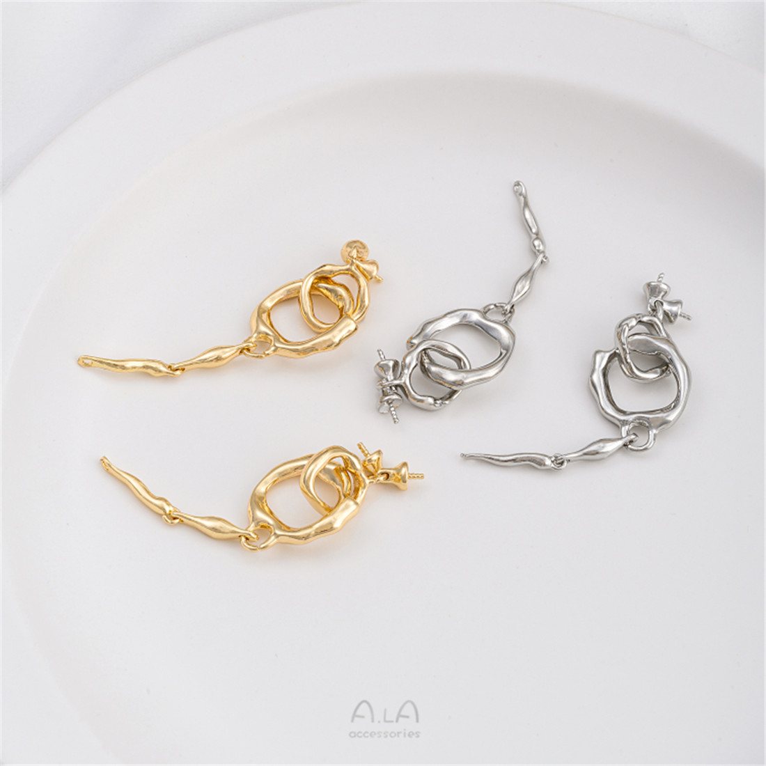 14K Gold-Plated Double-Ring Ne - Pearl Trim Chain ulasan dan harga
