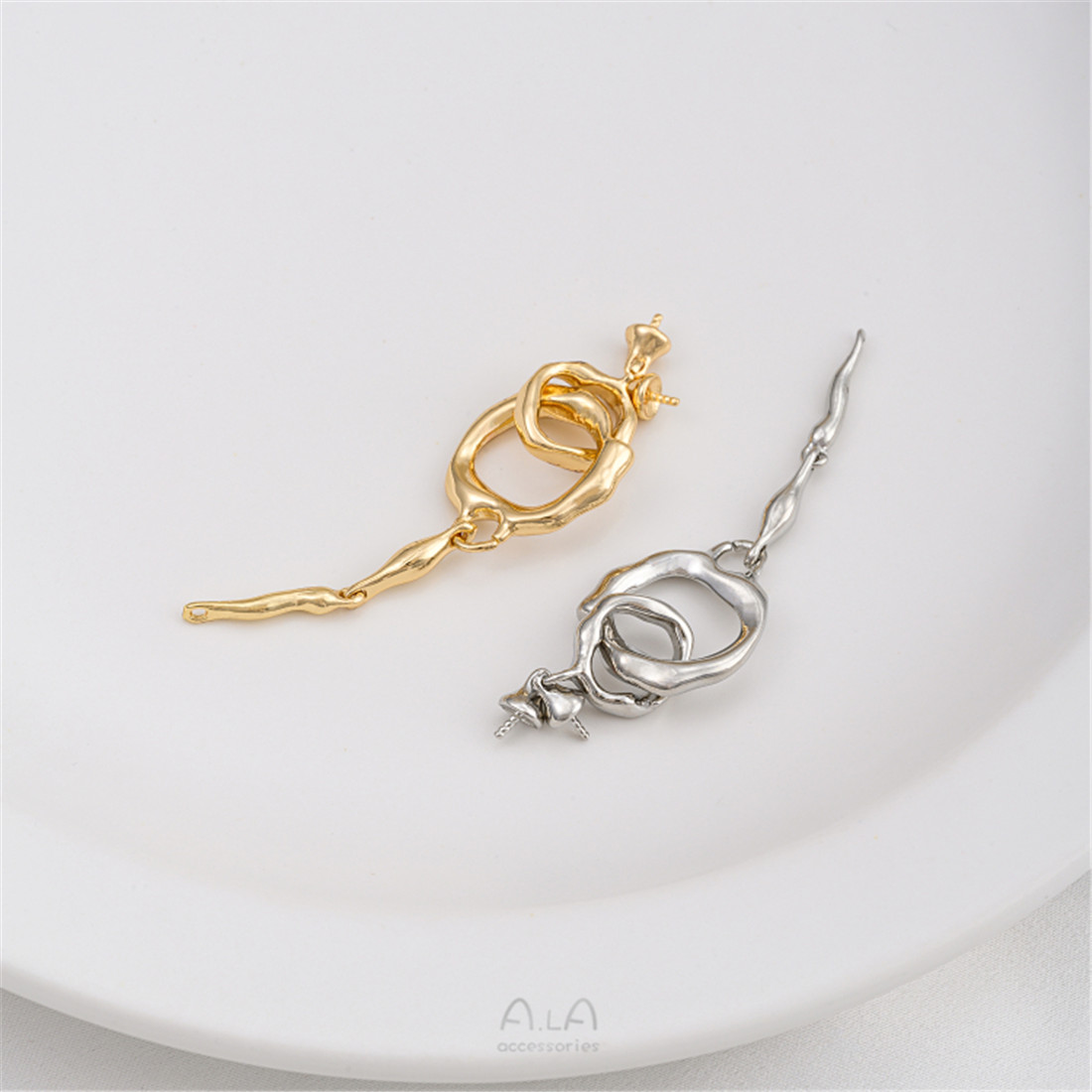 14K Gold-Plated Double-Ring Ne - Pearl Trim Chain ulasan dan harga