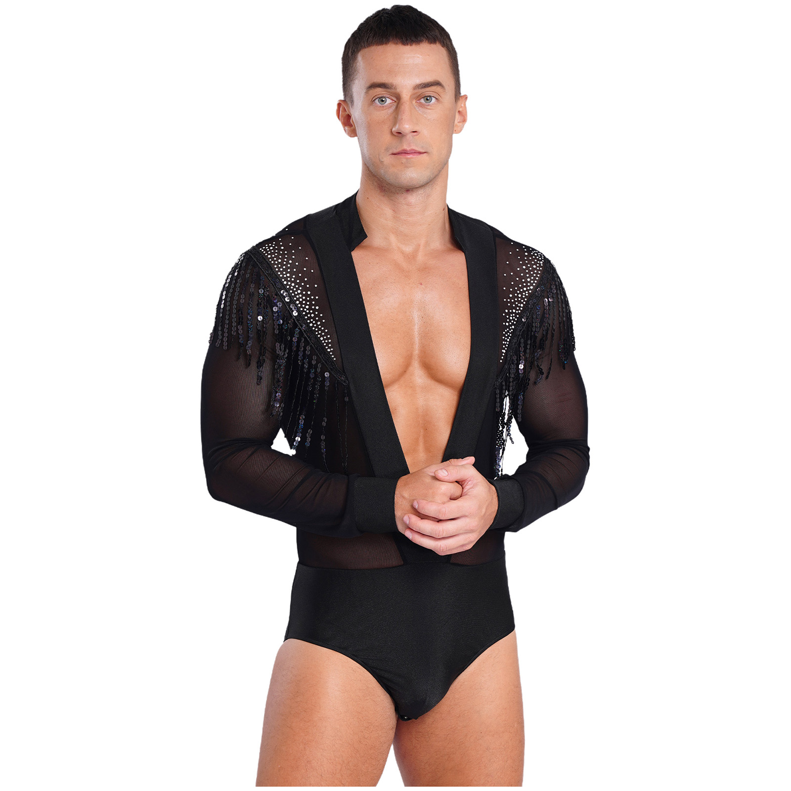 Mens Latin Salsa Dance Perform - Rhinestone Banding Trim ulasan dan harga