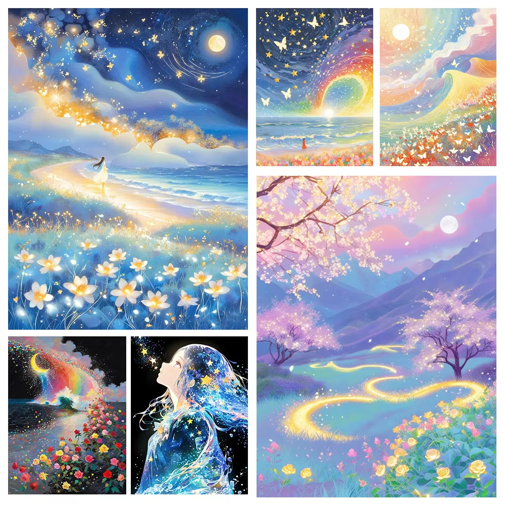 1PC frameless 5D DIY Anime Lan - Embroidery Embellishments ulasan dan harga
