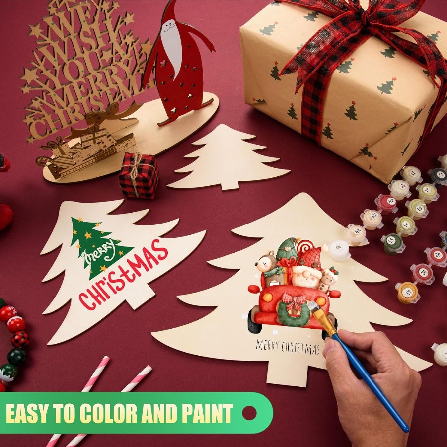 Wooden Ornaments Craft Predril - Christmas Craft Embellishment ulasan dan harga