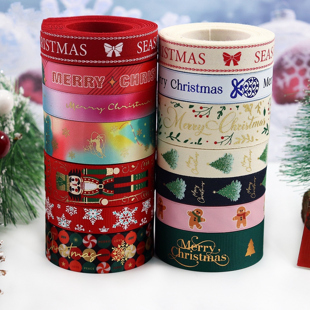 Christmas Ribbon Printed Handm - Velvet Ribbon Roll ulasan dan harga