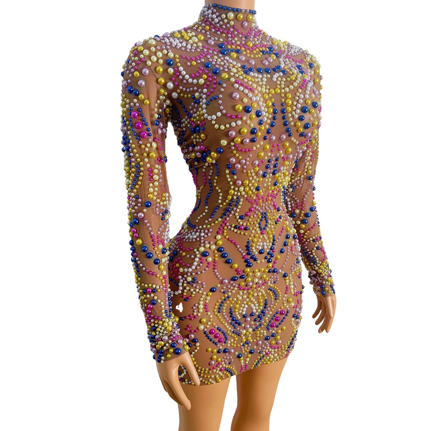 Yeguang Women Nude Mesh Multic - Embellish Knit ulasan dan harga