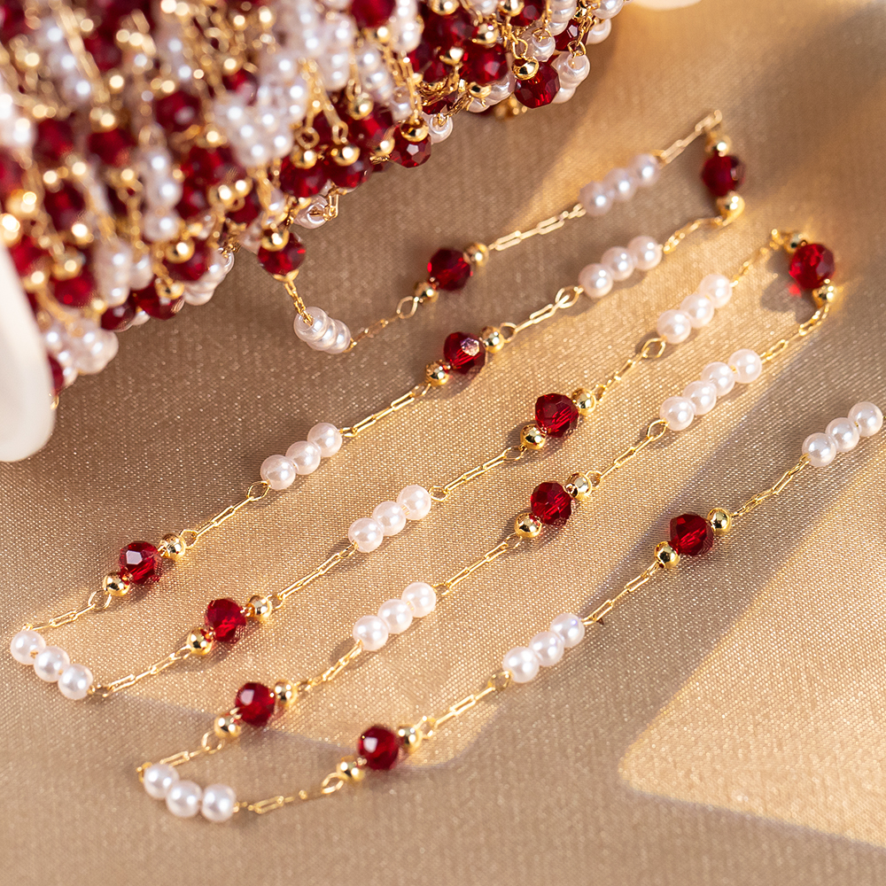 50cm/100cm Imitation Pearl Cop - Pearl Trim Chain ulasan dan harga