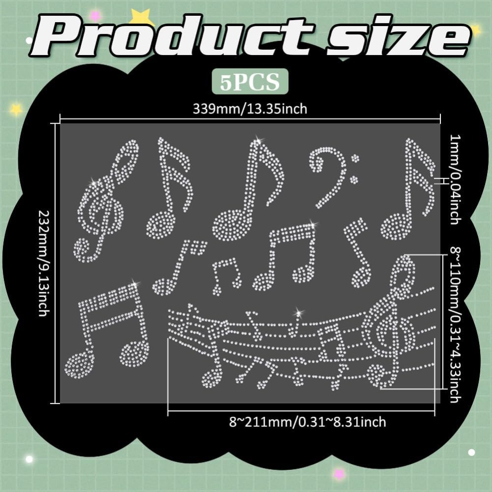 5 Sheet Music Notes Rhinestone - Hotfix Rhinestone Sheet ulasan dan harga