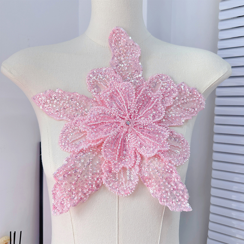 Sequin Beaded Flower Collar Ap - Applique Patch Flower ulasan dan harga