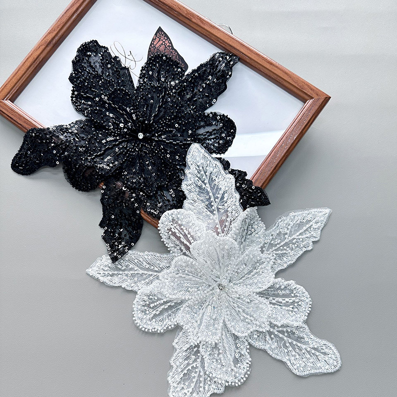 Sequin Beaded Flower Collar Ap - Applique Patch Flower ulasan dan harga