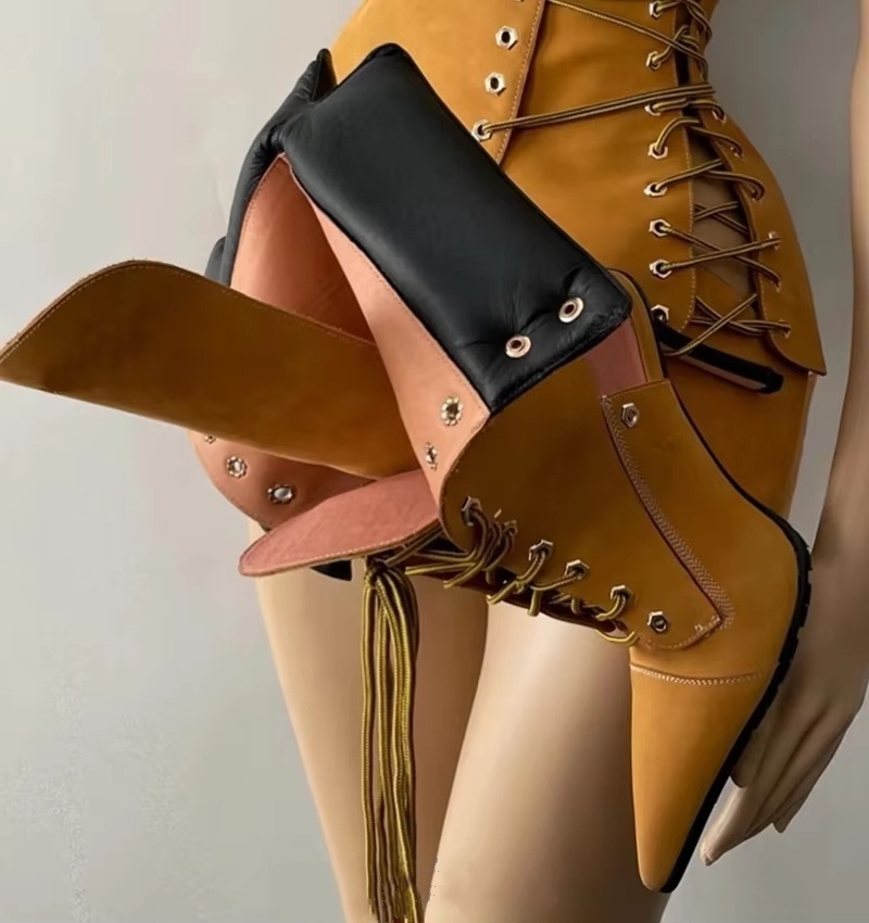 Gladiator Heels Patchwork Fron - Guipure Lace Panel ulasan dan harga