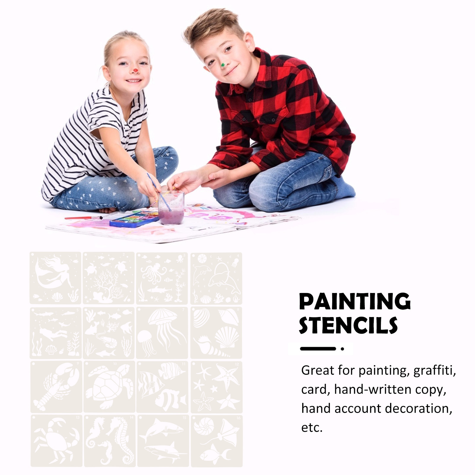 16pcs Ocean World Painting Tem - Craft Embellishment World ulasan dan harga