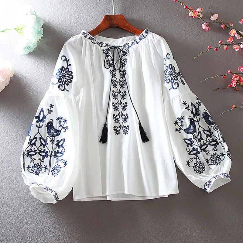 2026 Women's Retro Blouse Nati - Tassel Fringe Trim ulasan dan harga