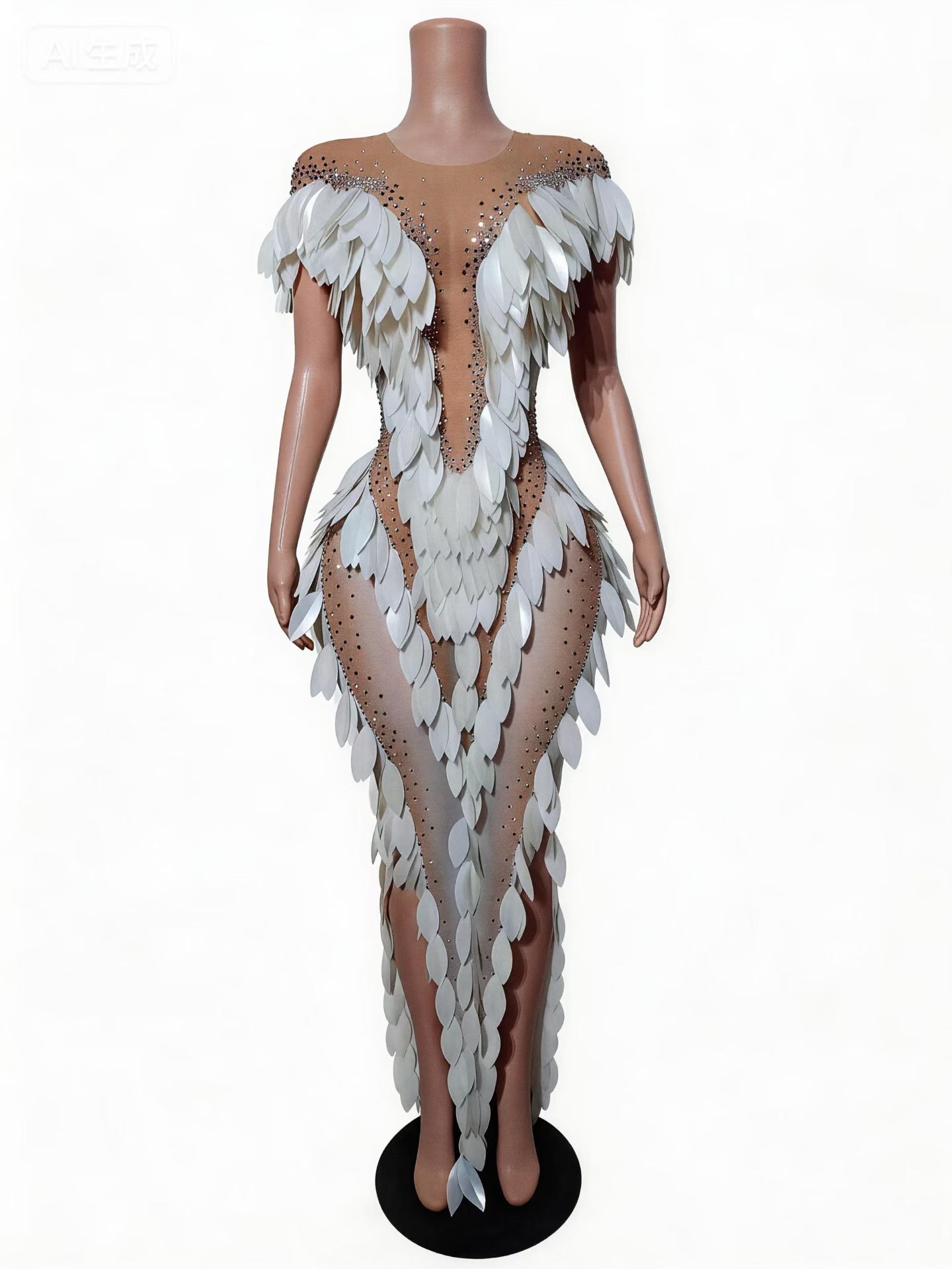 Mobai Luxury White Feather Rhi - Embellish Knit ulasan dan harga