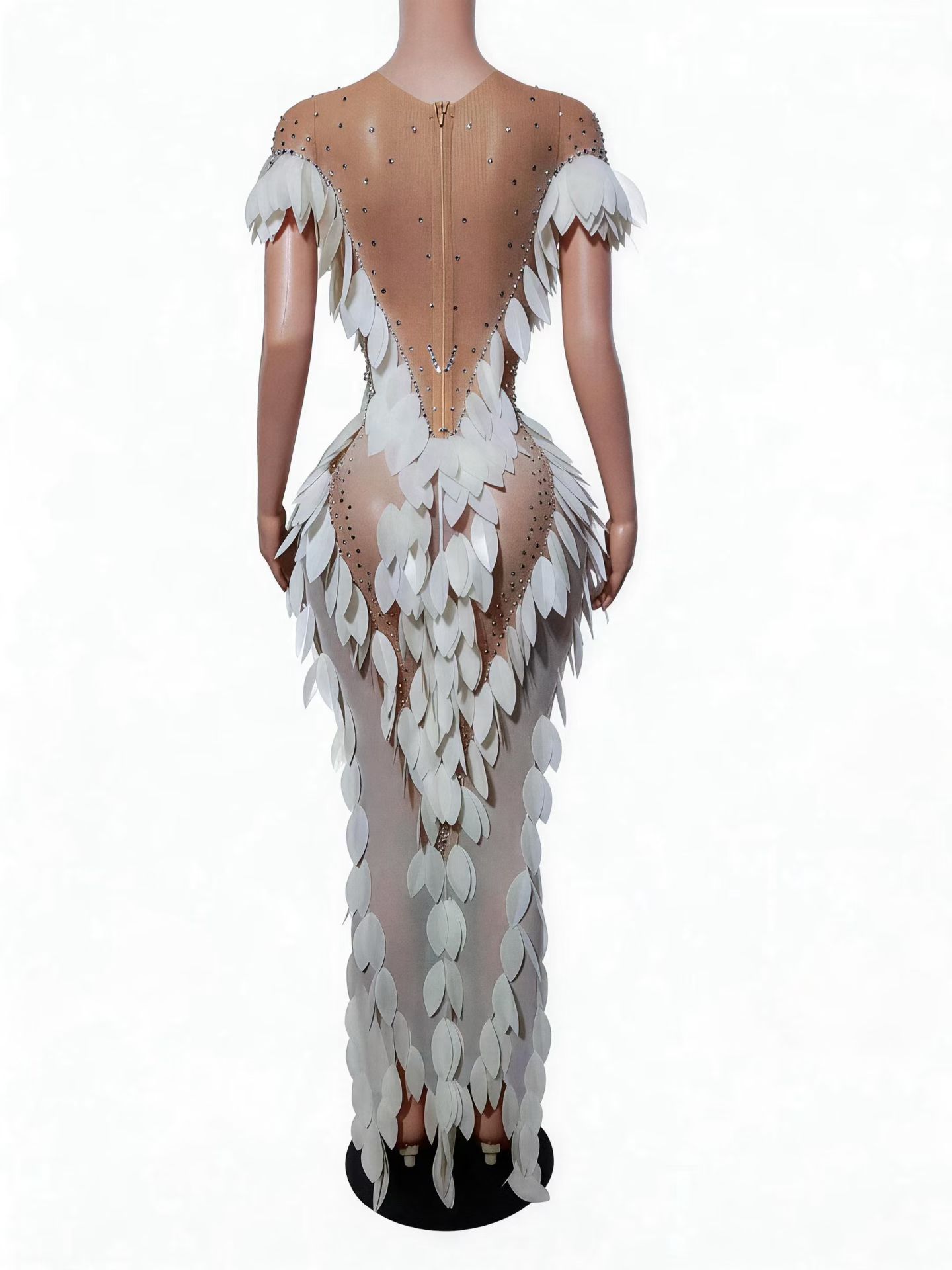 Mobai Luxury White Feather Rhi - Embellish Knit ulasan dan harga