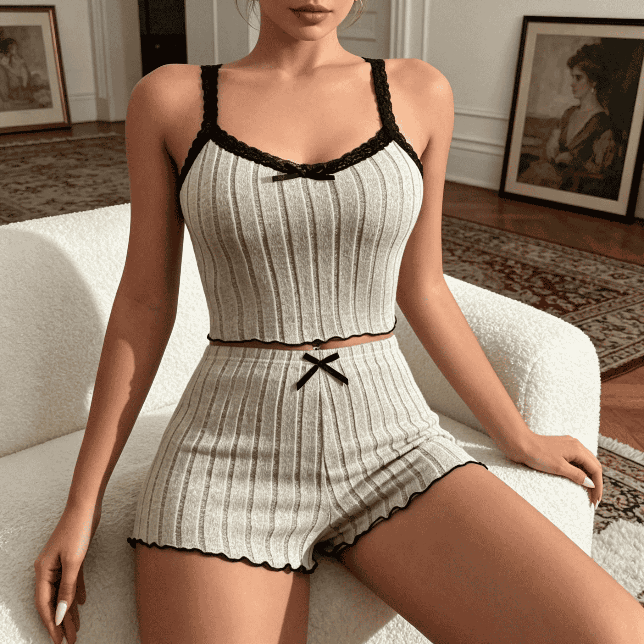 Women Cute Summer Ribbed Knit  - Embellish Knit ulasan dan harga