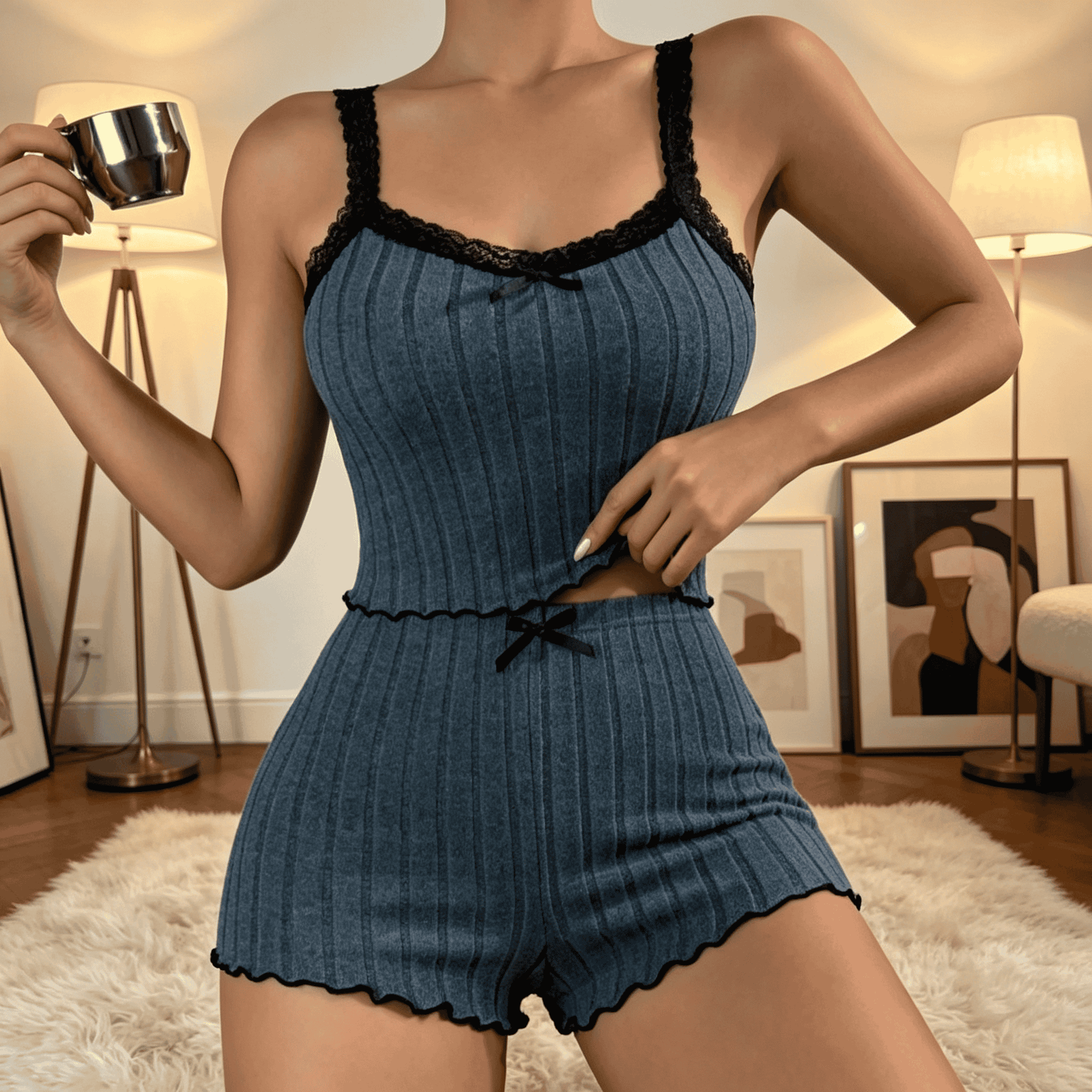 Women Cute Summer Ribbed Knit  - Embellish Knit ulasan dan harga
