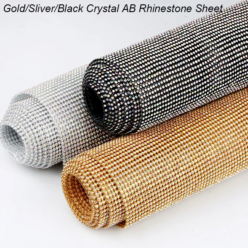 45x60cm Hotfix Gold/Sliver/Bla - Hotfix Rhinestone Sheet ulasan dan harga
