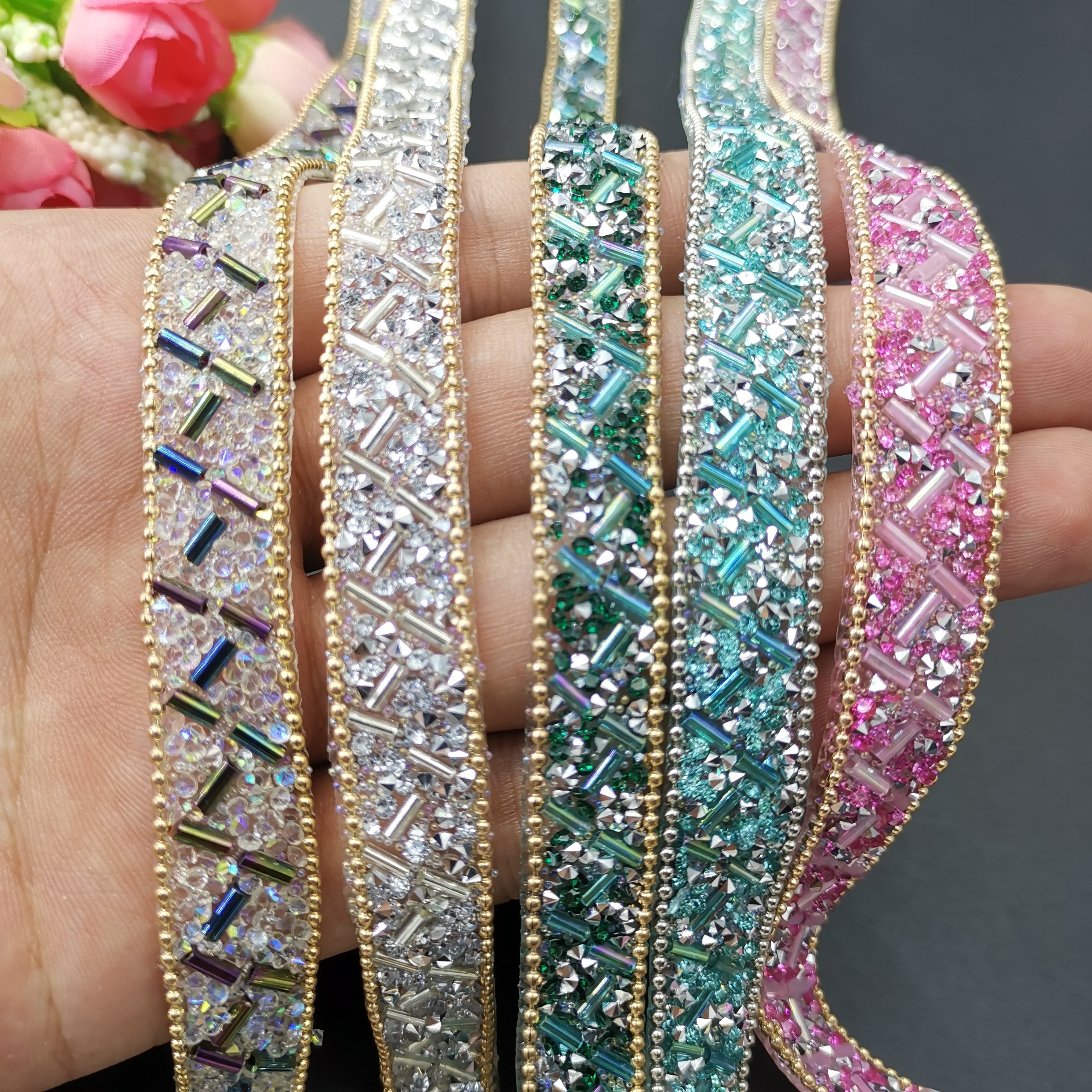 Sewing Trim Crystal Motif Stra - Hotfix Rhinestone Sheet ulasan dan harga